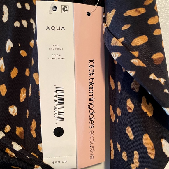 AQUA Animal Print Body-con Wrap Mini Dress NWT - Picture 5 of 5